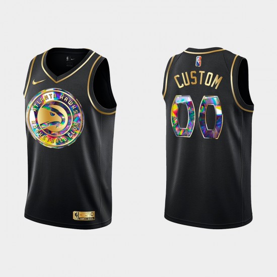 Atlanta Hawks Custom Nike 2021 2022 Golden Edition 75th Anniversary Diamond Black NBA Jersey Swingman