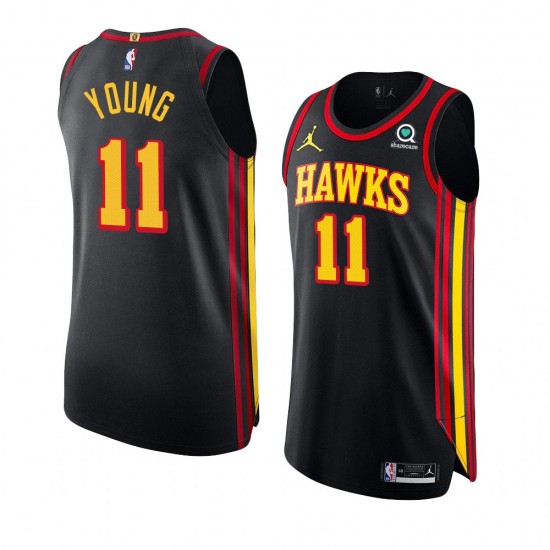 Atlanta Hawks Trae Young 11 Jordan 2022 2023 Statement Edition Black NBA Jersey Swingman