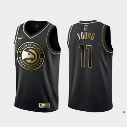 Atlanta Hawks Trae Young 11 Nike Golden Edition Black NBA Jersey Swingman