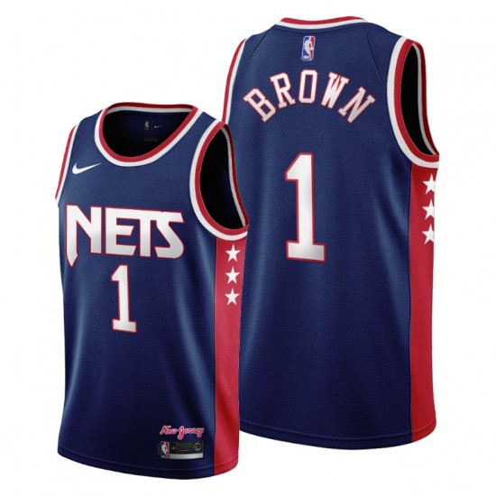 Brooklyn Nets Bruce Brown 1 Nike 2021 2022 City Edition Throwback 90s NBA Jersey Swingman