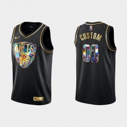 Brooklyn Nets Custom Nike 2021 2022 Golden Edition 75th Anniversary Diamond Black NBA Jersey Swingman