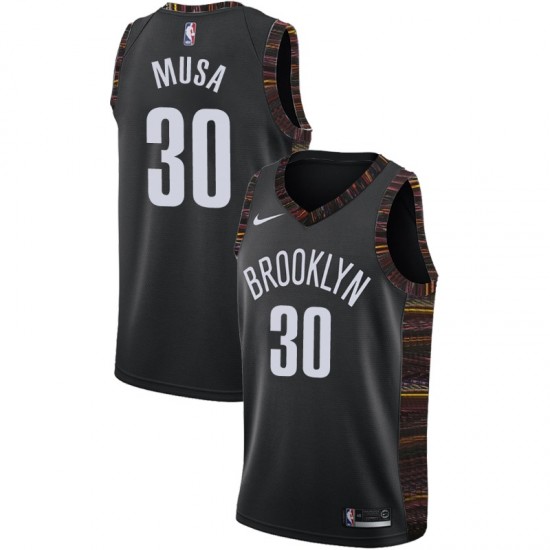 Brooklyn Nets Dzanan Musa 30 2018 2019 Nike City Edition Black NBA Jersey Swingman