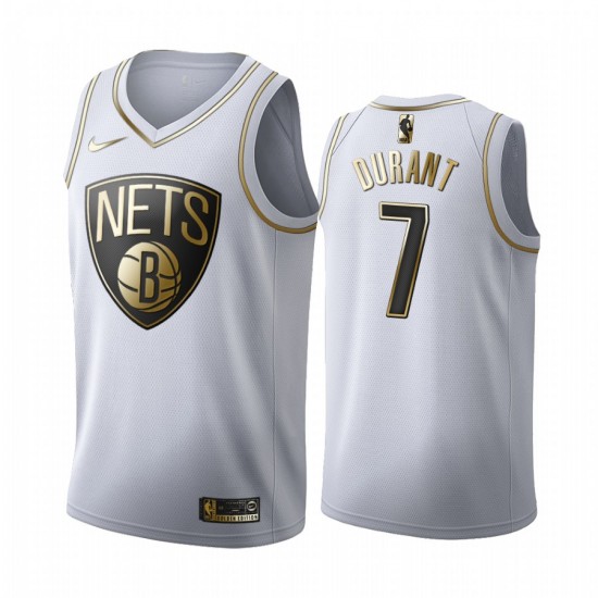 Brooklyn Nets Kevin Durant 7 Nike 2019 2020 Golden Edition White NBA Jersey Swingman