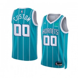 Charlotte Hornets Custom Jordan 2022 2023 Icon Edition Teal NBA Jersey Swingman