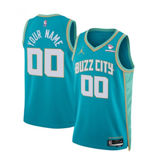 Charlotte Hornets Custom Jordan 2023 2024 City Edition Blue NBA Jersey Swingman