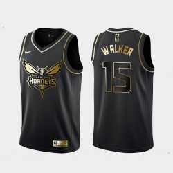 Charlotte Hornets Kemba Walker 15 Nike Golden Edition Black NBA Jersey Swingman