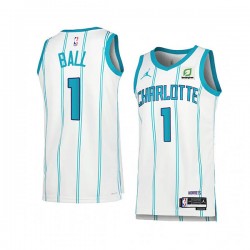 Charlotte Hornets LaMelo Ball 1 Jordan 2022 2023 Association Edition White NBA Jersey Swingman