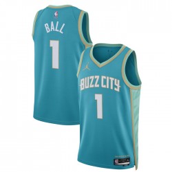 Charlotte Hornets LaMelo Ball 1 Jordan 2023 2024 City Edition Blue NBA Jersey Swingman