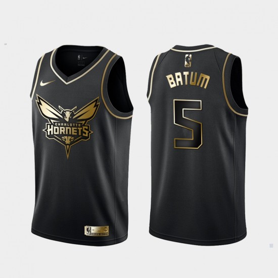 Charlotte Hornets Nicolas Batum 5 Nike Golden Edition Black NBA Jersey Swingman