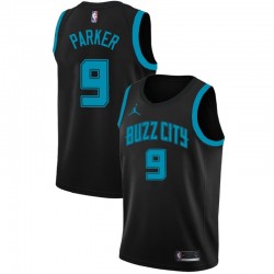 Charlotte Hornets Tony Parker 9 2018 2019 Jordan Brand City Edition Black NBA Jersey Swingman