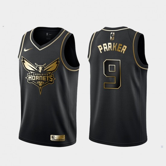 Charlotte Hornets Tony Parker 9 Nike Golden Edition Black NBA Jersey Swingman