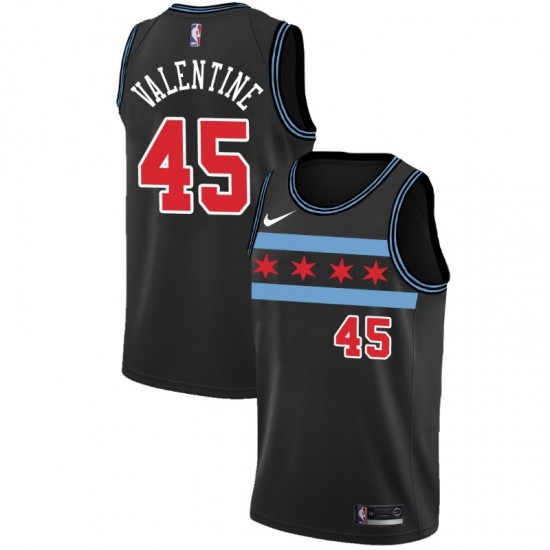 Chicago Bulls Denzel Valentine 45 2018 2019 Nike City Edition Black NBA Jersey Swingman