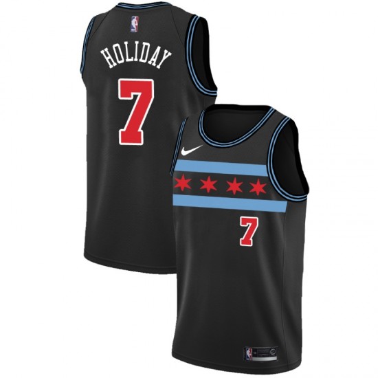 Chicago Bulls Justin Holiday 7 2018 2019 Nike City Edition Black NBA Jersey Swingman