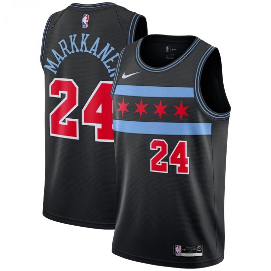 Chicago Bulls Lauri Markkanen 24 2018 2019 Nike City Edition Black NBA Jersey Swingman