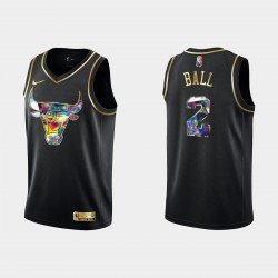 Chicago Bulls Lonzo Ball 2 Nike 2021 2022 Golden Edition 75th Anniversary Diamond Black NBA Jersey Swingman