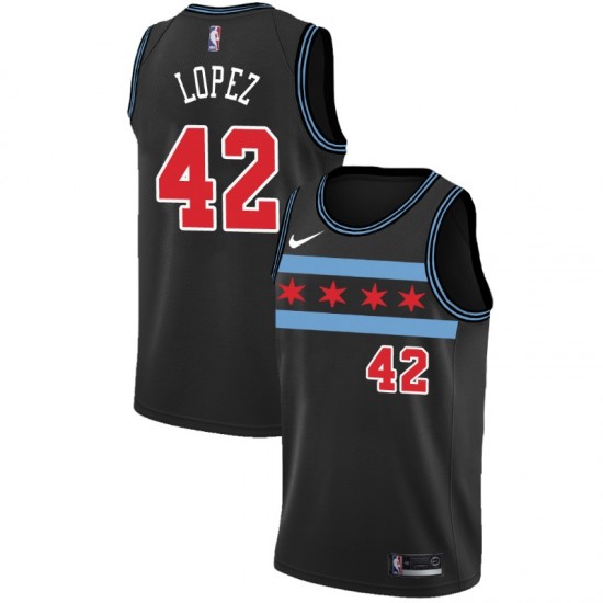 Chicago Bulls Robin Lopez 42 2018 2019 Nike City Edition Black NBA Jersey Swingman