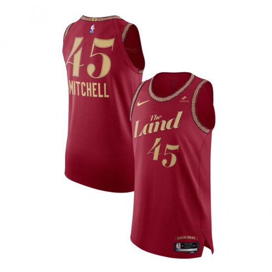 Cleveland Cavaliers Donovan Mitchell 45 Nike 2023 2024 City Edition Red NBA Jersey Swingman