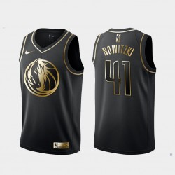 Dallas Mavericks Dirk Nowitzki 41 Nike Golden Edition Black NBA Jersey Swingman