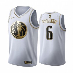 Dallas Mavericks Kristaps Porzingis 6 Nike 2019 2020 Golden Edition White NBA Jersey Swingman