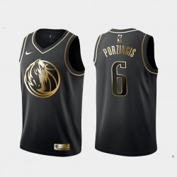 Dallas Mavericks Kristaps Porzingis 6 Nike Golden Edition Black NBA Jersey Swingman