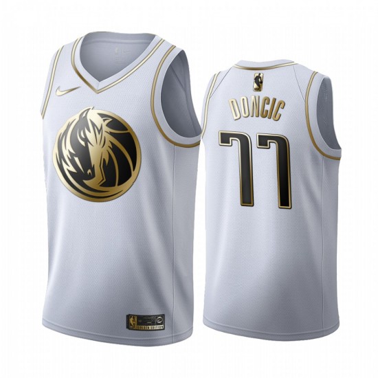 Dallas Mavericks Luka Doncic 77 Nike 2019 2020 Golden Edition White NBA Jersey Swingman