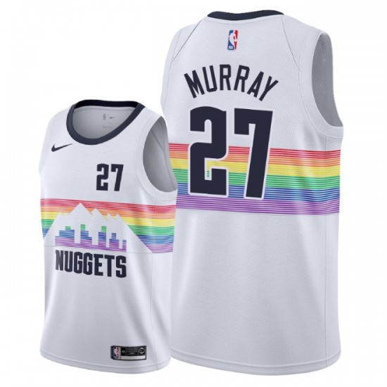 Denver Nuggets Jamal Murray 27 2018 2019 Nike City Edition White NBA Jersey Swingman