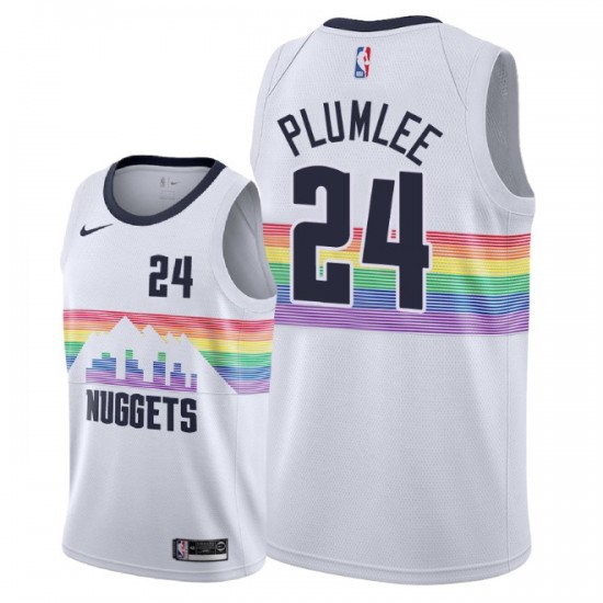 Denver Nuggets Mason Plumlee 24 2018 2019 Nike City Edition White NBA Jersey Swingman