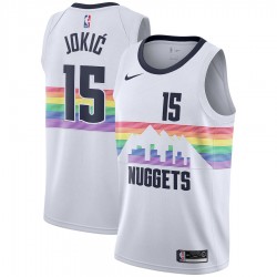 Denver Nuggets Nikola Jokic 15 2018 2019 Nike City Edition White NBA Jersey Swingman