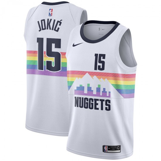 Denver Nuggets Nikola Jokic 15 2018 2019 Nike City Edition White NBA Jersey Swingman