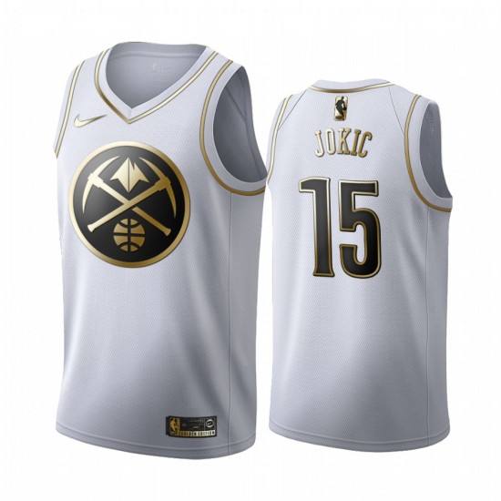 Denver Nuggets Nikola Jokic 15 Nike 2019 2020 Golden Edition White NBA Jersey Swingman