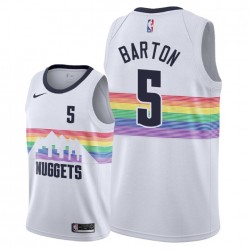 Denver Nuggets Will Barton 5 2018 2019 Nike City Edition White NBA Jersey Swingman