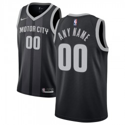 Detroit Pistons Custom 2018 2019 Nike City Edition Blue Black NBA Jersey Swingman