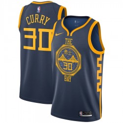 Golden State Warriors Stephen Curry 30 2018 2019 Nike City Edition Navy NBA Jersey Swingman