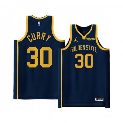 Golden State Warriors Stephen Curry 30 Jordan 2022 2023 Statement Edition Navy NBA Jersey Swingman