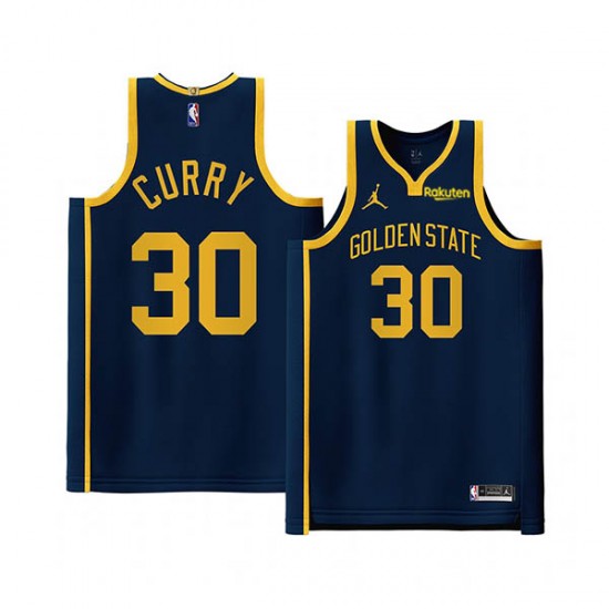 Golden State Warriors Stephen Curry 30 Jordan 2022 2023 Statement Edition Navy NBA Jersey Swingman