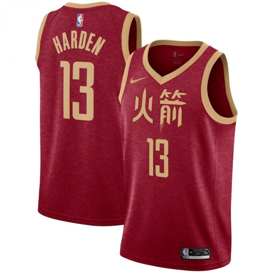 Houston Rockets James Harden 13 2018 2019 Nike City Edition Red NBA Jersey Swingman