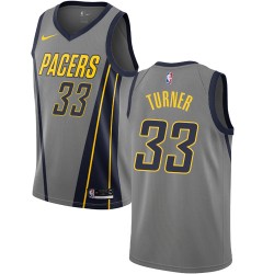 Indiana Pacers Myles Turner 33 2018 2019 Nike City Edition Gray NBA Jersey Swingman