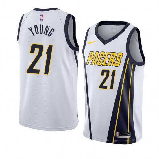 Indiana Pacers Thaddeus Young 21 2018 2019 Nike White NBA Jersey Swingman