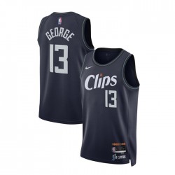 Los Angeles Clippers Paul George 13 Nike 2023 2024 City Edition Navy NBA Jersey Swingman