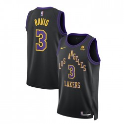 Los Angeles Lakers Anthony Davis 3 Nike 2023 2024 City Edition Black NBA Jersey Swingman