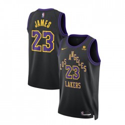 Los Angeles Lakers LeBron James 23 Nike 2023 2024 City Edition Black NBA Jersey Swingman