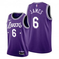 Los Angeles Lakers LeBron James 6 Nike 2021 2022 City Edition Throwback 60s NBA Jersey Swingman