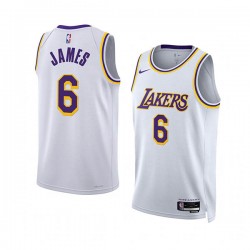 Los Angeles Lakers LeBron James 6 Nike 2022 2023 Association Edition White NBA Jersey Swingman