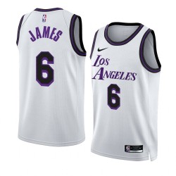 Los Angeles Lakers LeBron James 6 Nike 2022 2023 City Edition White NBA Jersey Swingman