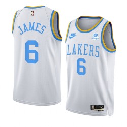 Los Angeles Lakers LeBron James 6 Nike 2022 2023 Classic Edition White NBA Jersey Swingman