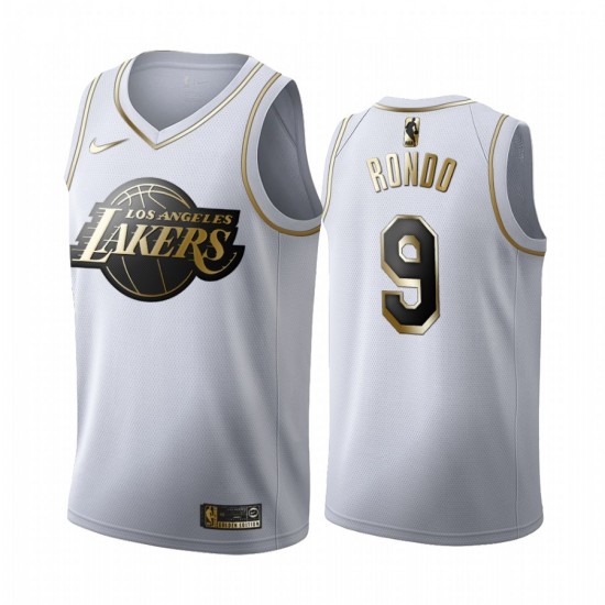 Los Angeles Lakers Rajon Rondo 9 Nike 2019 2020 Golden Edition White NBA Jersey Swingman