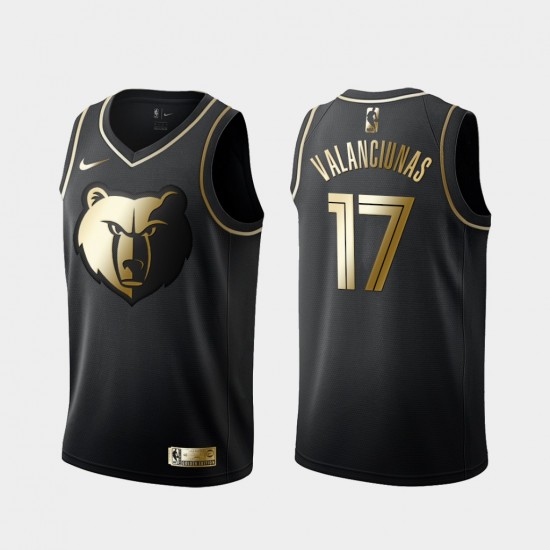 Memphis Grizzlies Jonas Valanciunas 17 Nike Golden Edition Black NBA Jersey Swingman