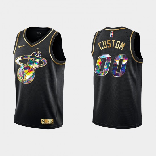 Miami Heat Custom Nike 2021 2022 Golden Edition 75th Anniversary Diamond Black NBA Jersey Swingman