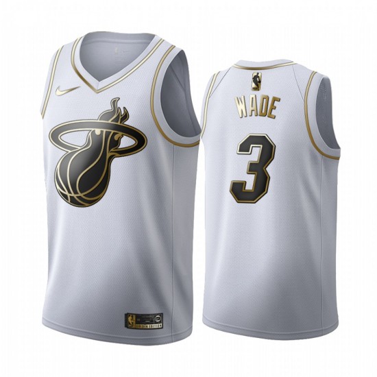 Miami Heat Dwyane Wade 3 Nike 2019 2020 Golden Edition White NBA Jersey Swingman