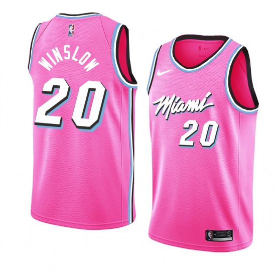 Miami Heat Justise Winslow 20 2018 2019 Nike Pink NBA Jersey Swingman